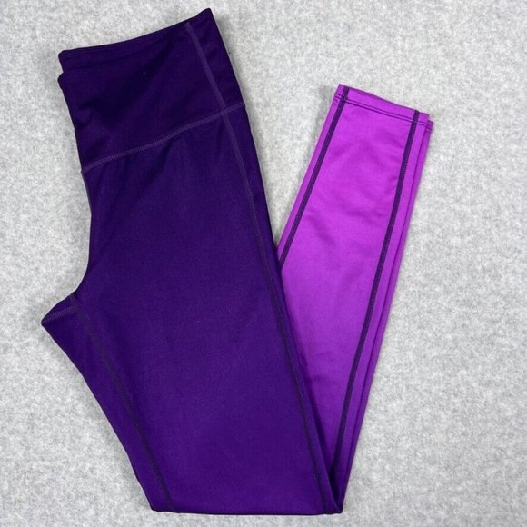 Athleta Womens Leggings Size Small Chaturanga Purple Gradient Ombré Activewear - Picture 4 of 9